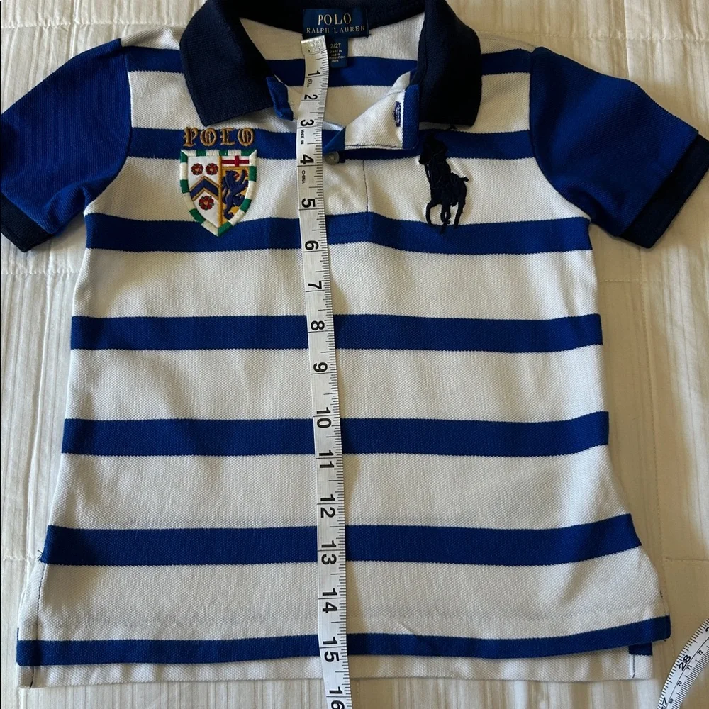 Ralph Lauren Bright Blue and White Polo Shirt Big Pony Crest Size 2T